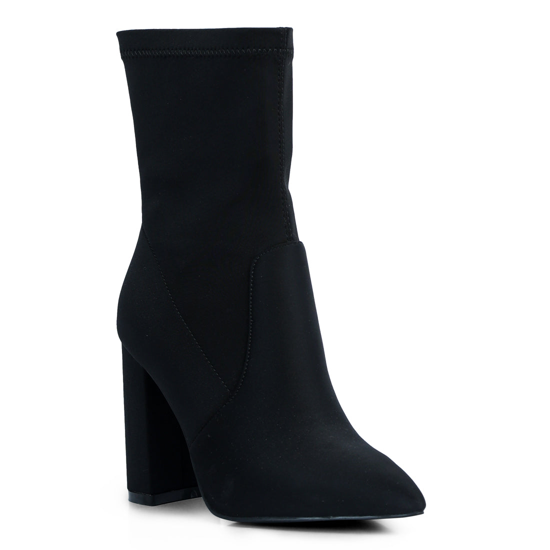 ankle lycra block heeled boots#color_black