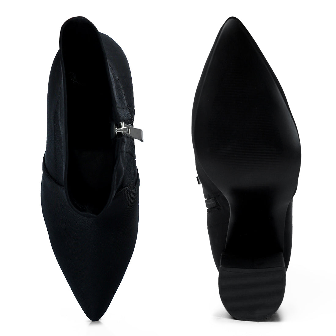 ankle lycra block heeled boots#color_black