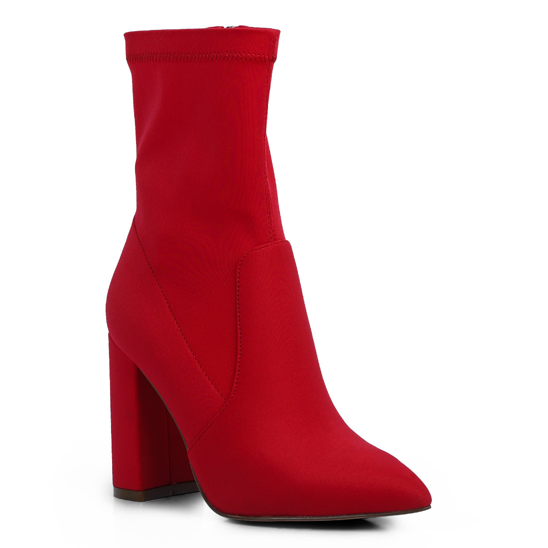 ankle lycra block heeled boots#color_red