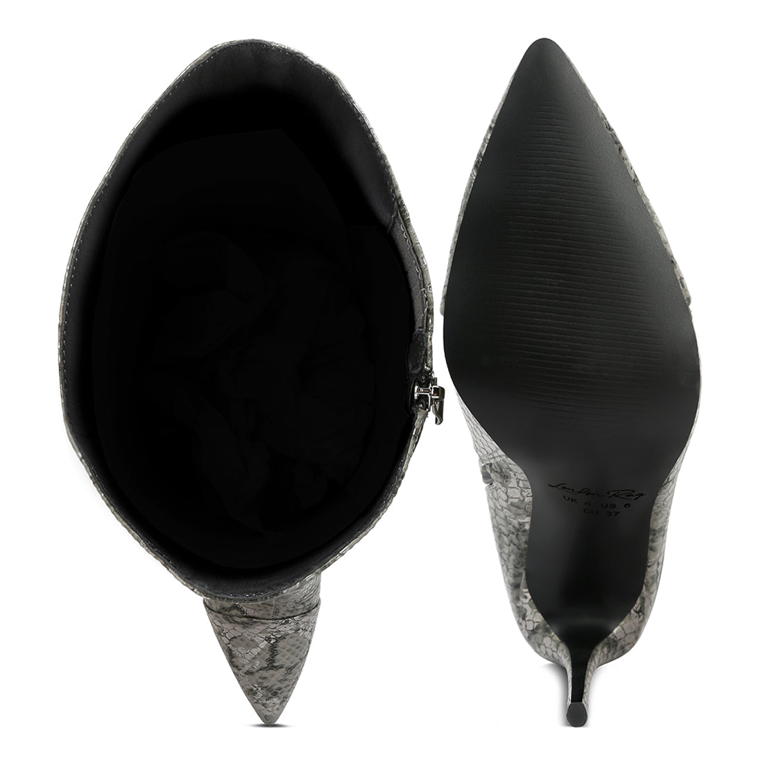 catalina snake print stiletto knee boots#color_grey