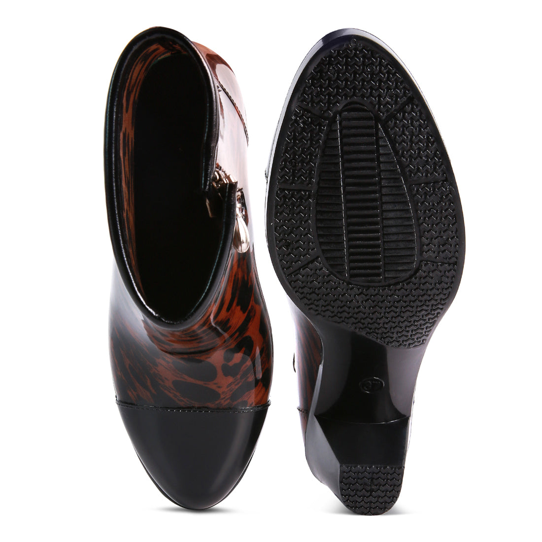 Brown Smart Block Heeled Rainboots