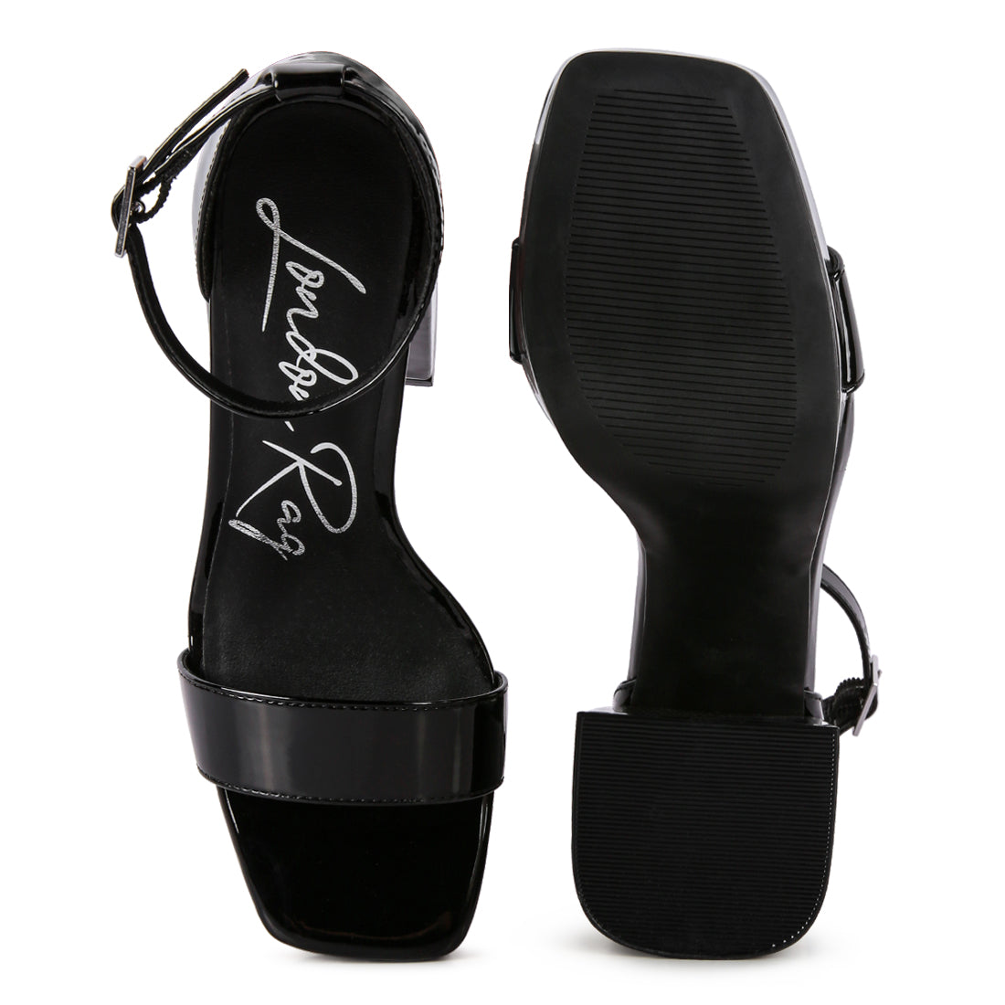 Black High Block Heeled Platform Sandals