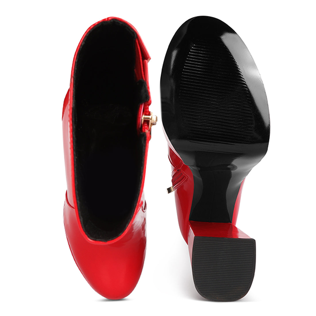 high heel platform ankle boots#color_red
