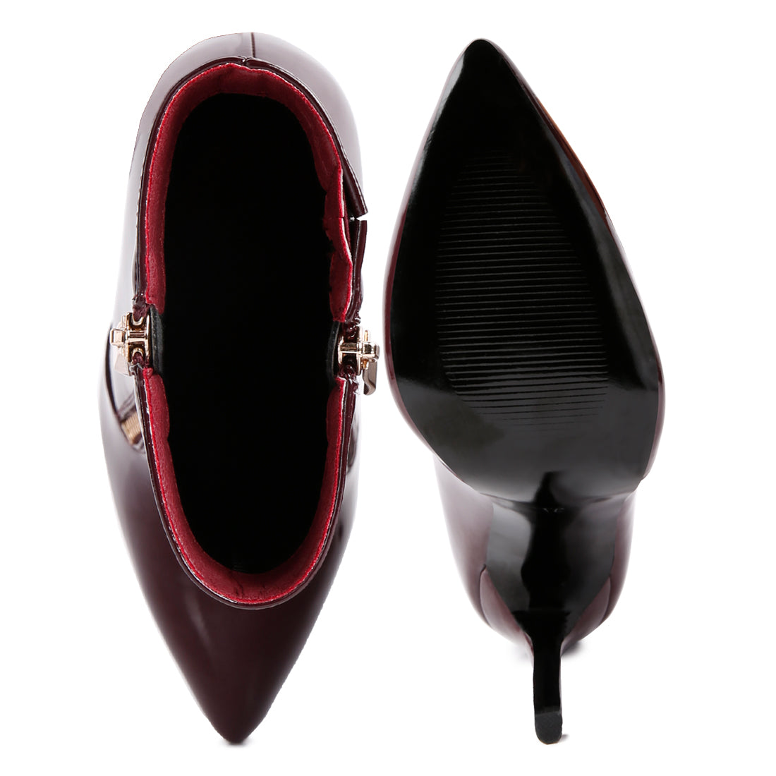 mania patent pu high heeled ankle boot#color_burgundy