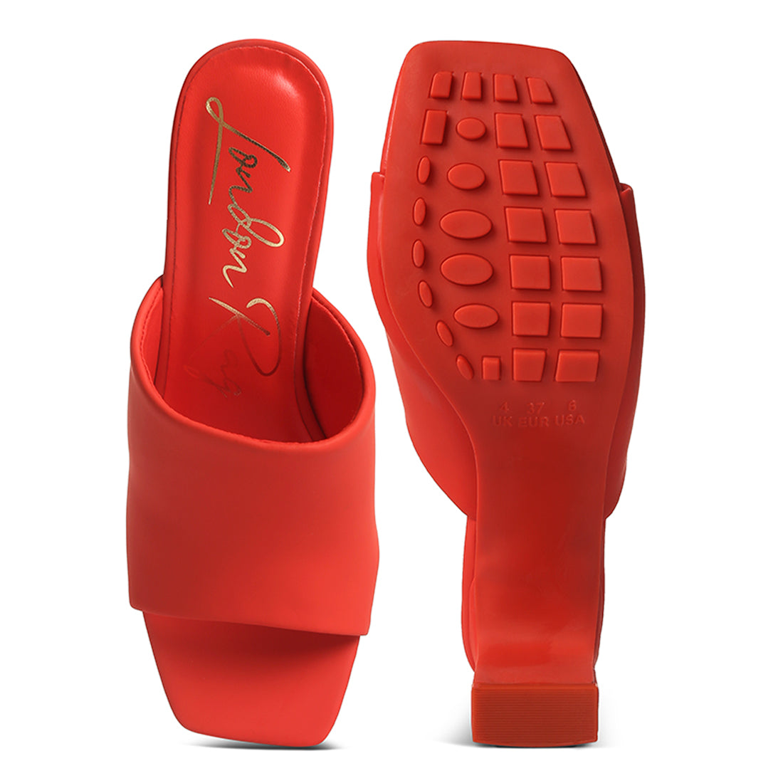 slip on mid heel sandals#color_red