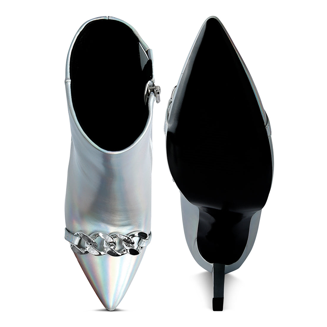 metallic ankle boots#color_silver
