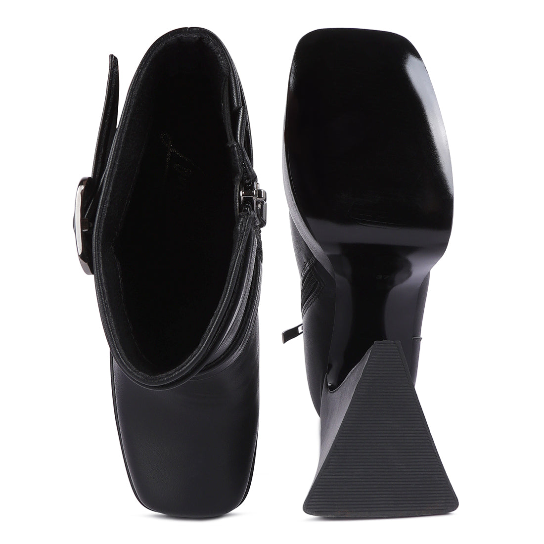 high platform heel ankle boot#color_black