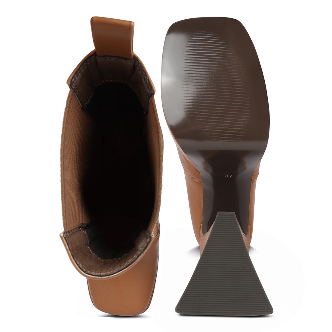High Platform Block Heeled Chelsea Boot#color_tan