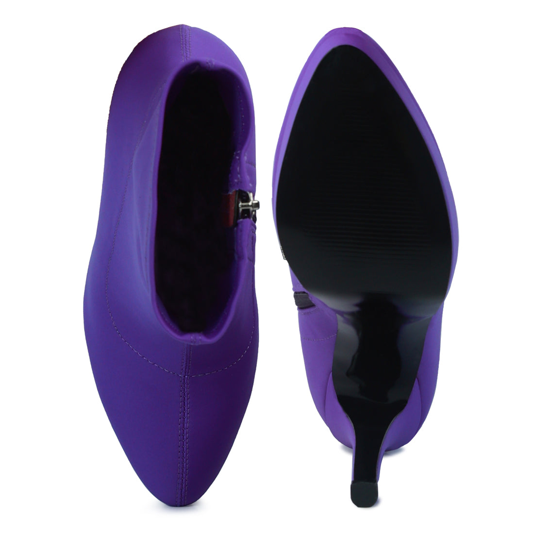 high heeled lycra ankle boot#color_purple