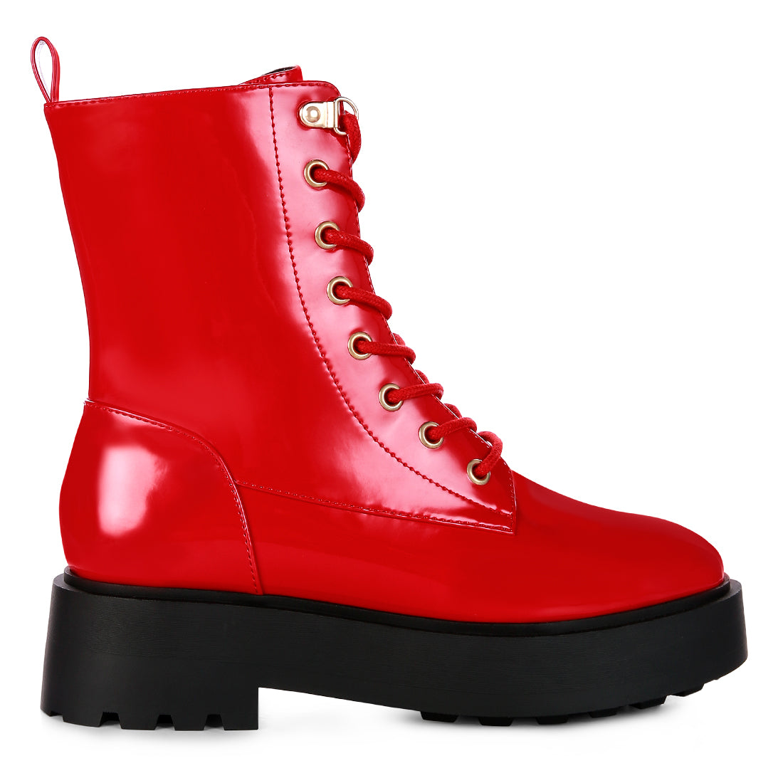 ankle biker boots#color_red