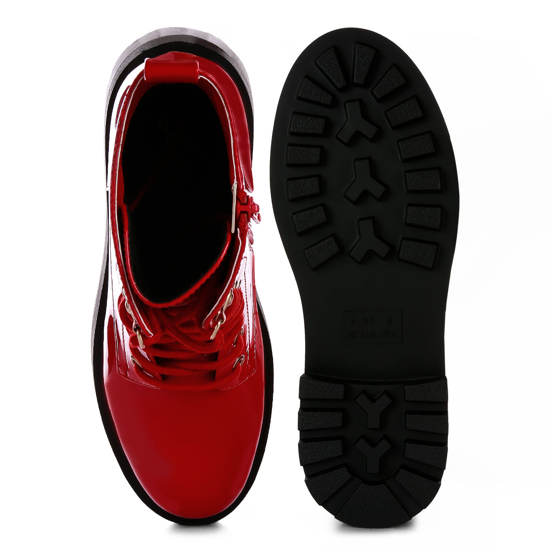 ankle biker boots#color_red