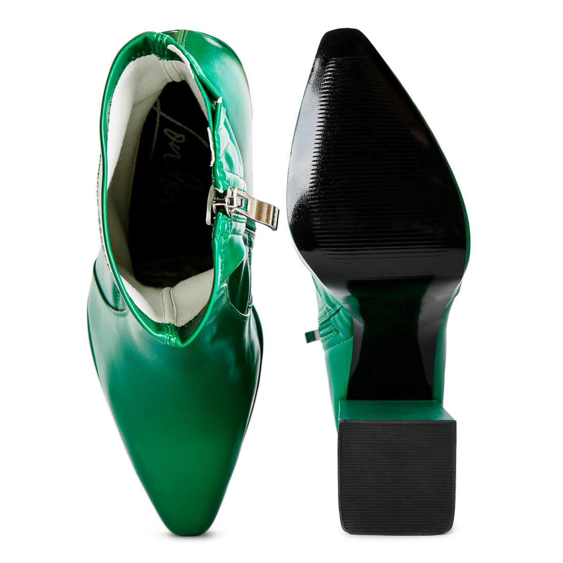 whippers patent pu high platform ankle boots#color_green