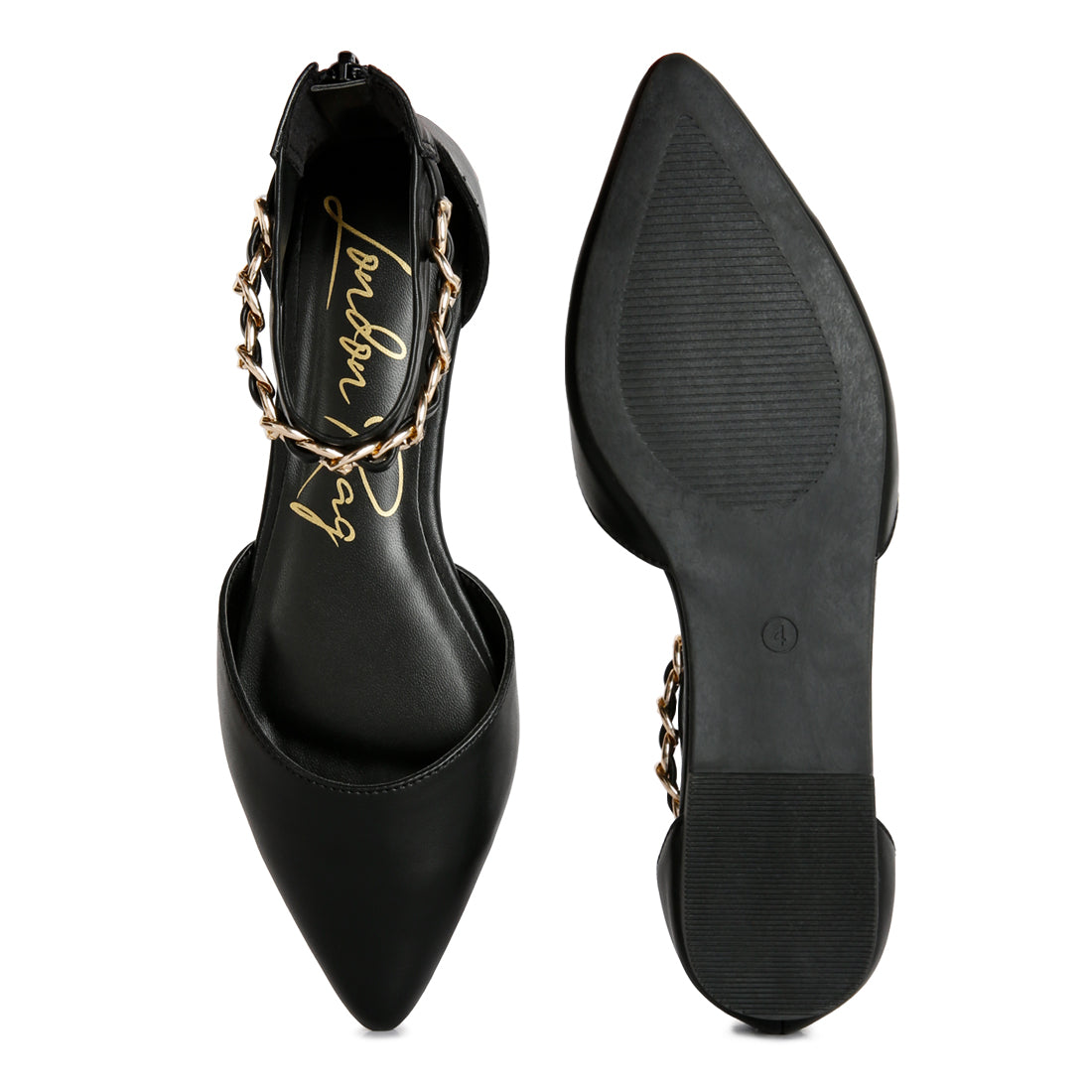 zurich slingback chain detail flats#color_black