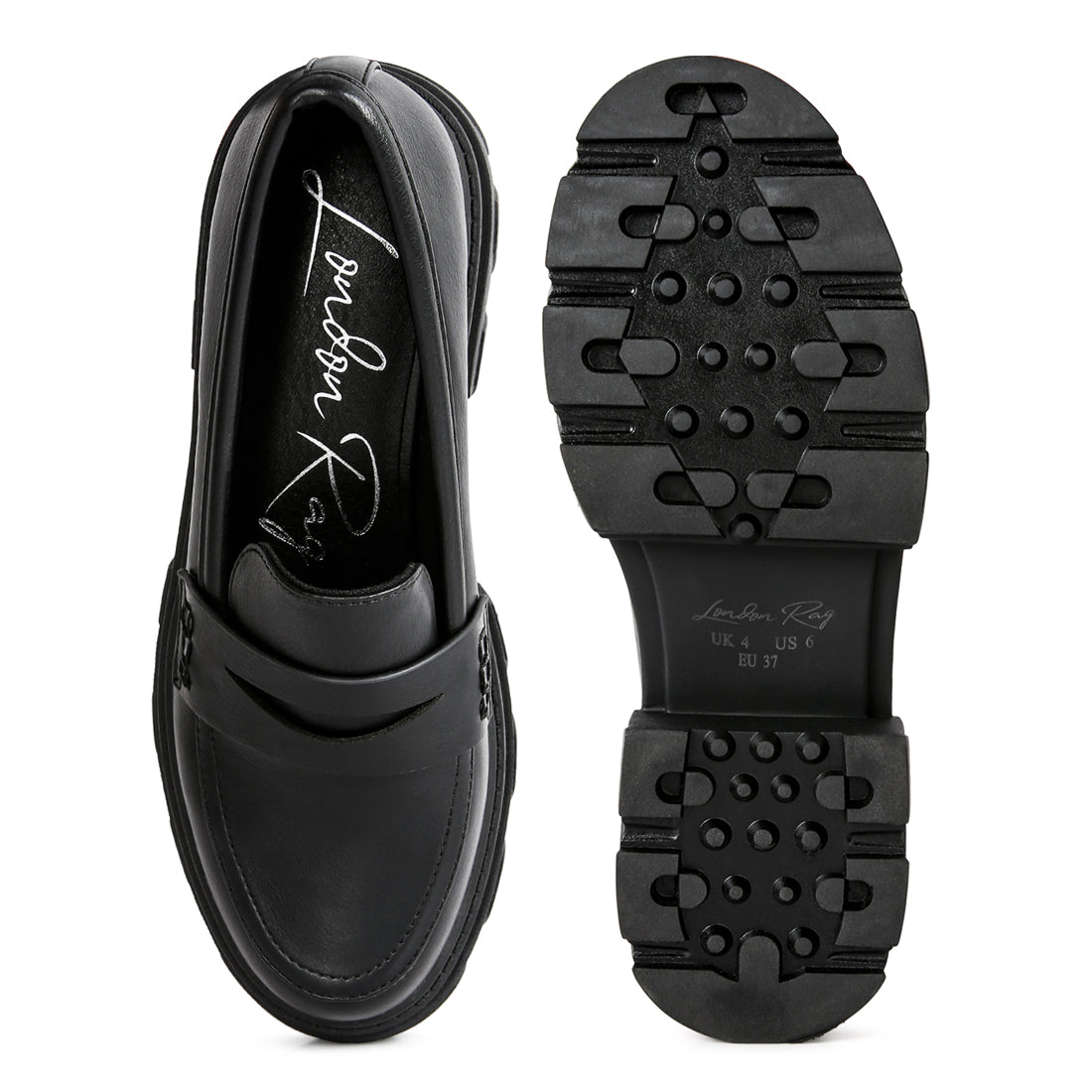 wagon platform heel loafers#color_black