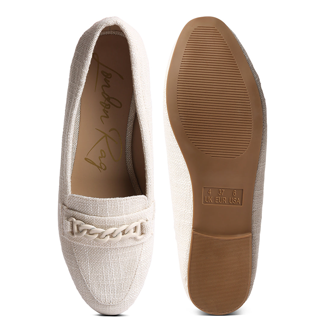 chain embellished loafers#color_off-white