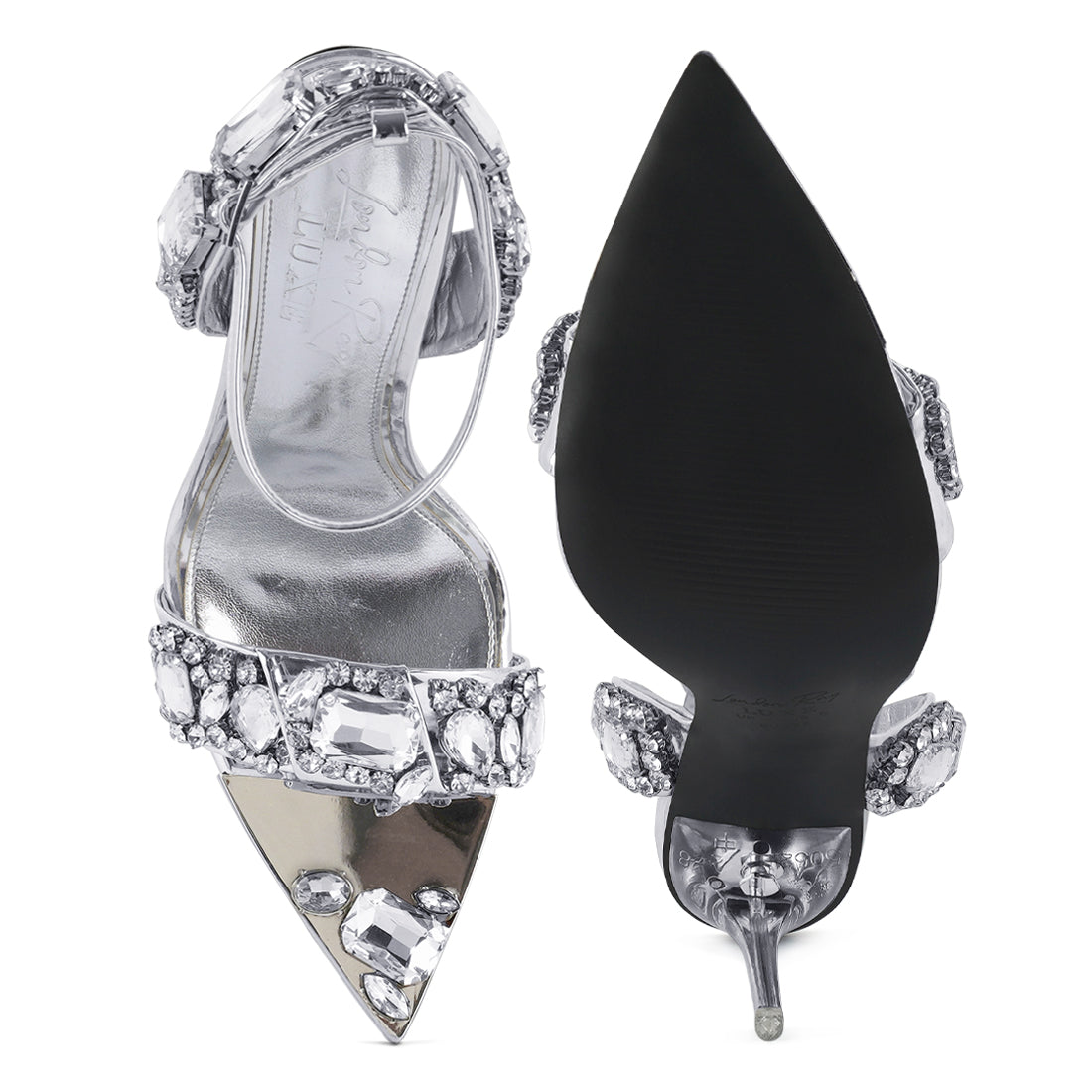 Silver Diamante Embellished Stiletto Sandals