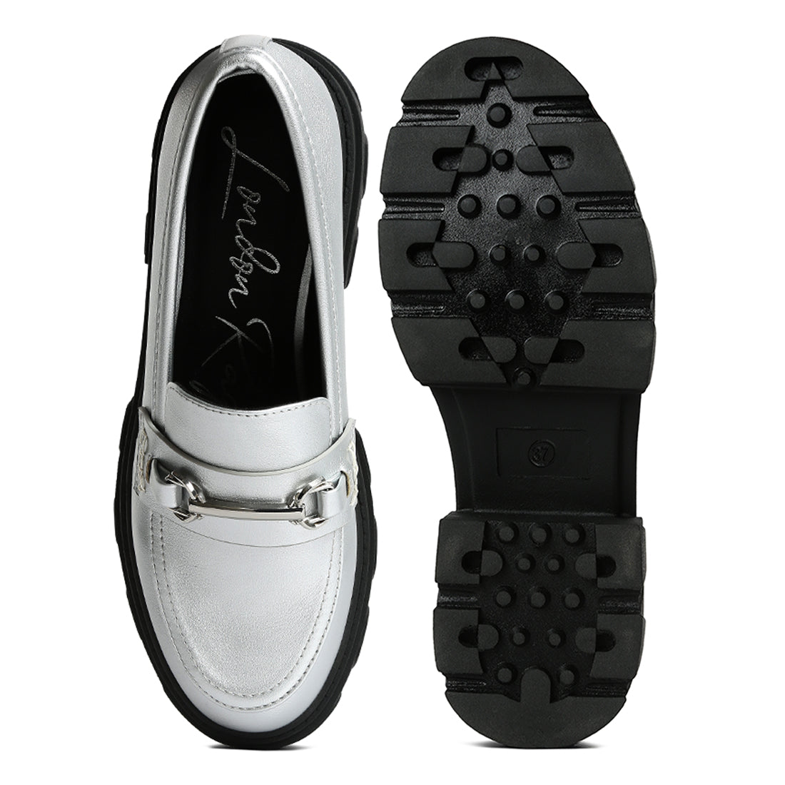 darlina metallic platform loafers#color_silver