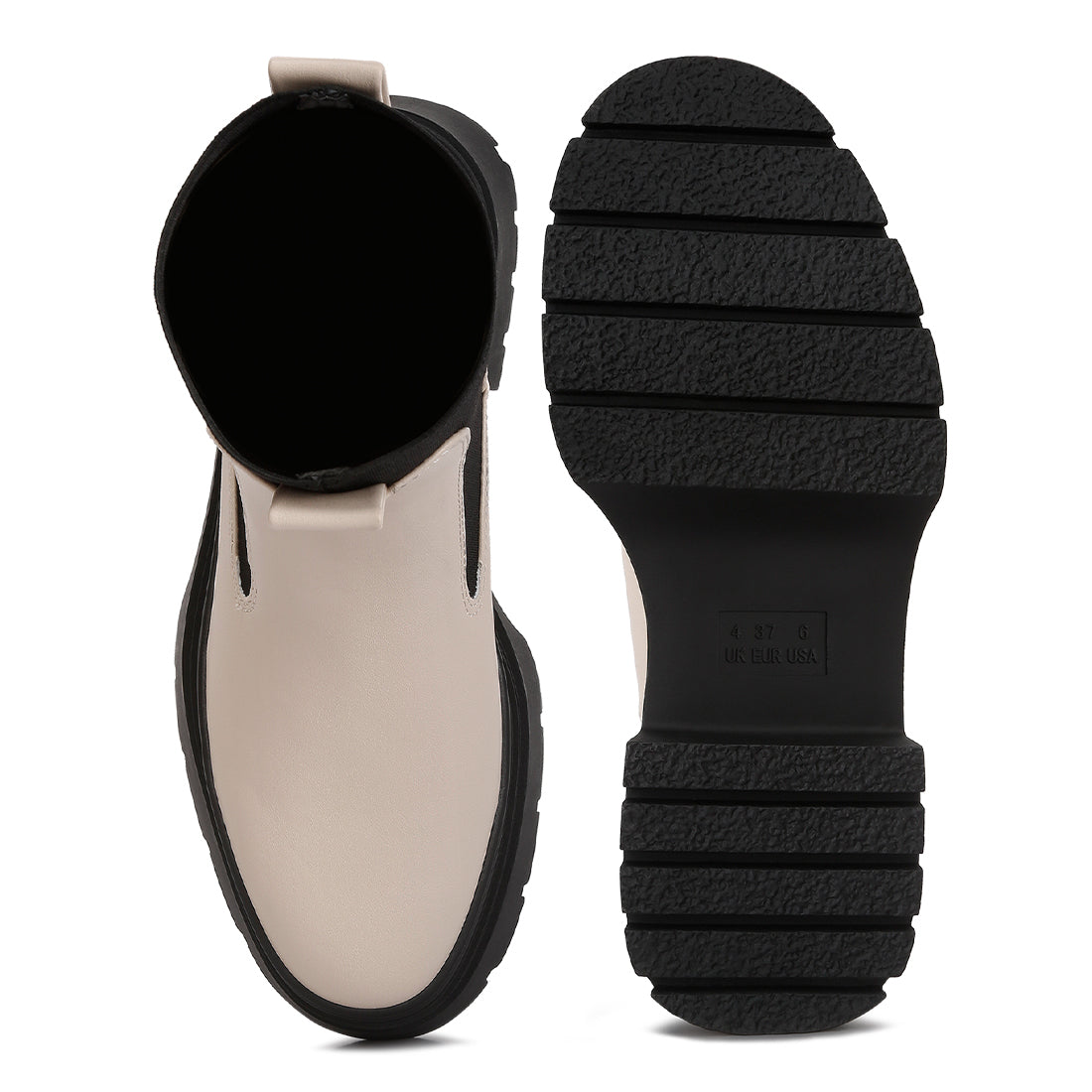 high top chunky chelsea boots#color_beige