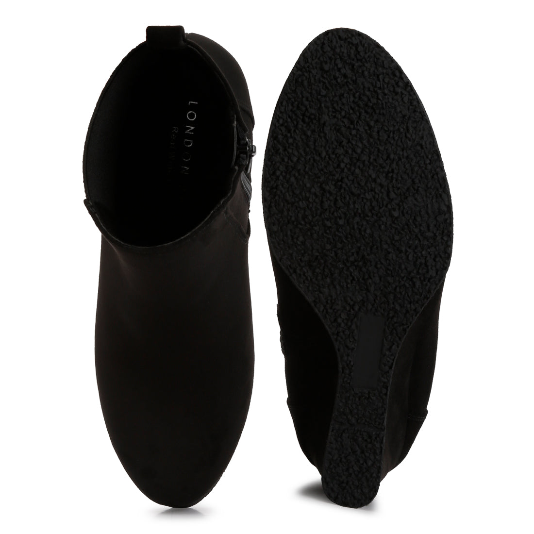 wedge heel ankle length boots#color_black