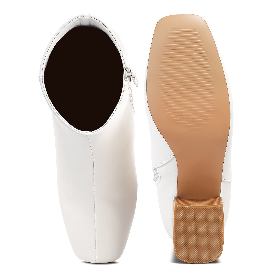 Davia leather square toe ankle boots#color_white