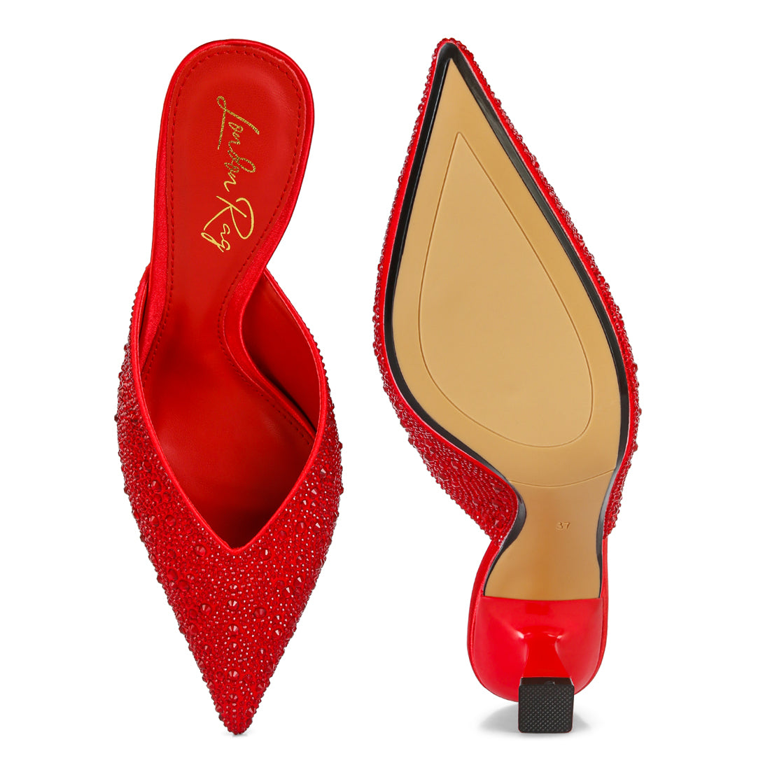 aldora rihnestones embellished mules#color_red