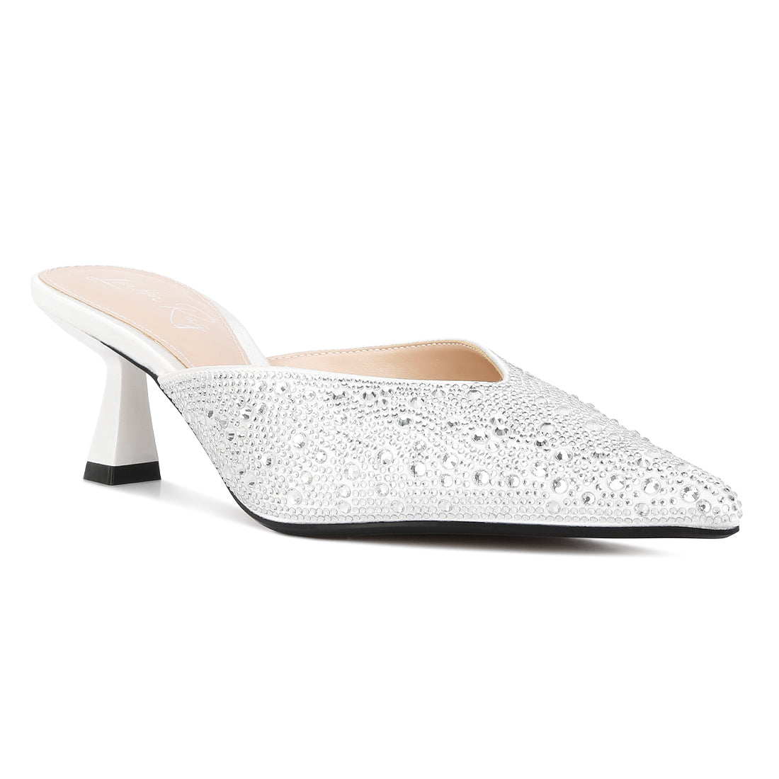 aldora rihnestones embellished mules#color_white