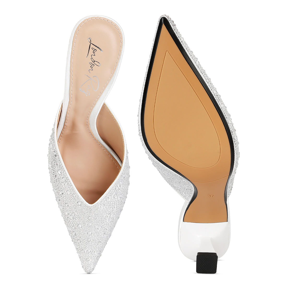 aldora rihnestones embellished mules#color_white