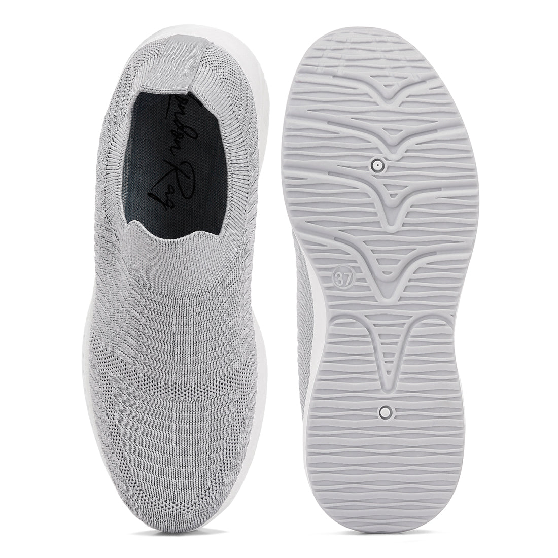 jafna knitted slip on sneakers#color_grey