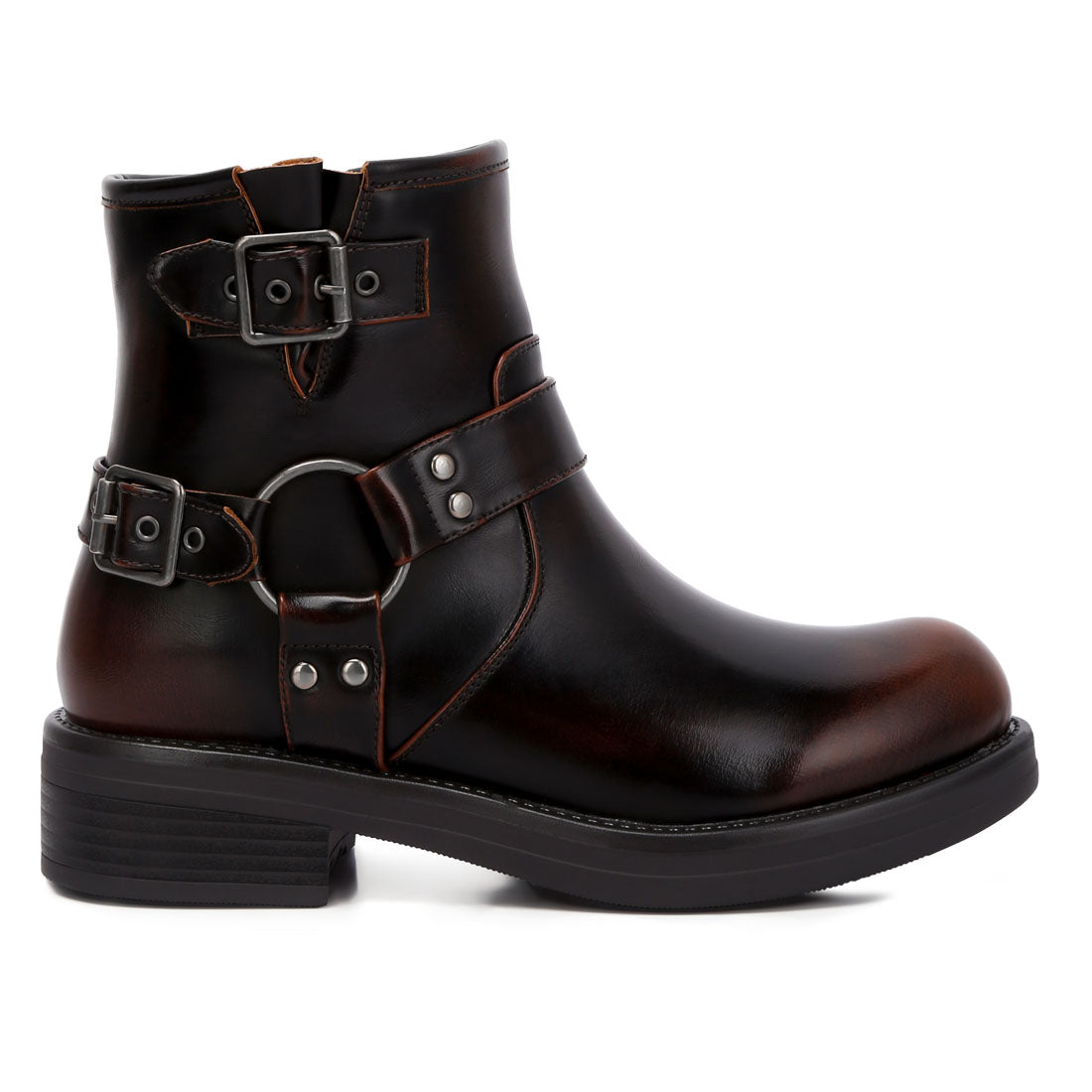 allux pin buckle boots#color_brown