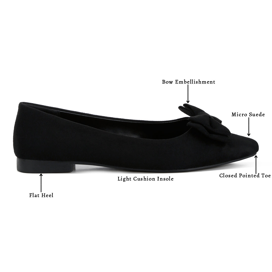 Micro Suede Bow Ballerinas