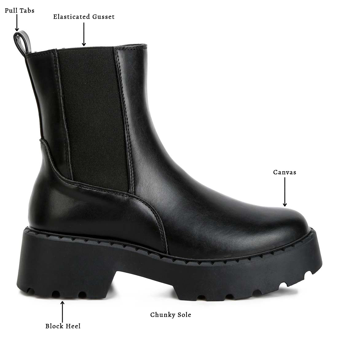 Faux Leather Elasticated Chelsea Boots
