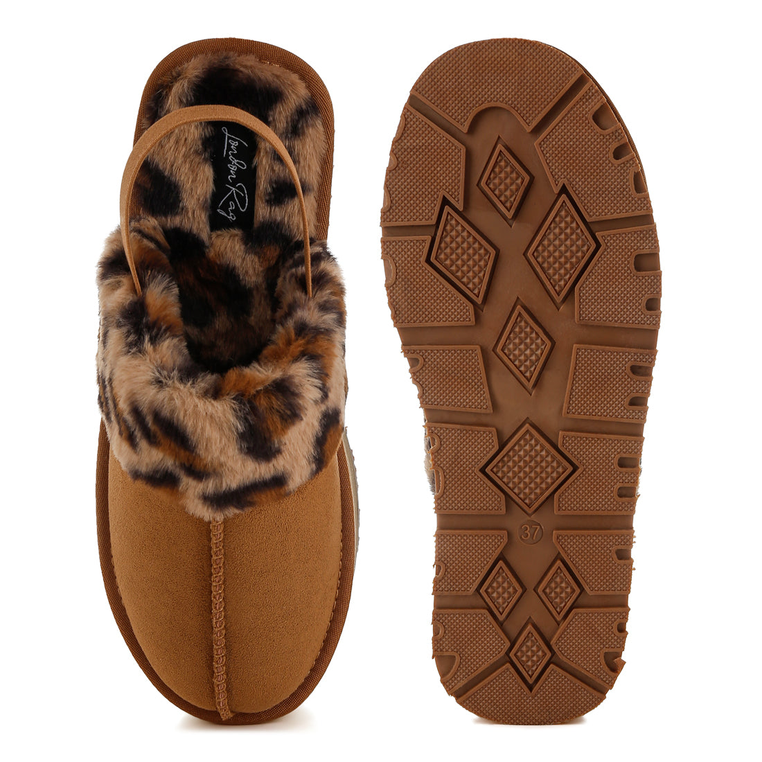 faux fur trim platform classic slingback#color_tan