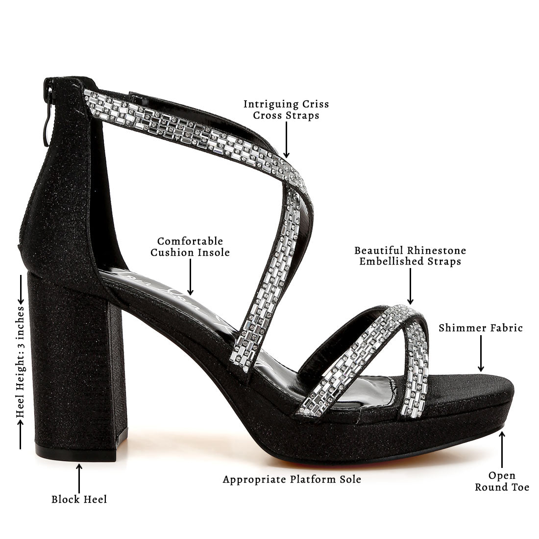 rhinestones embellished strappy sandals#color_black