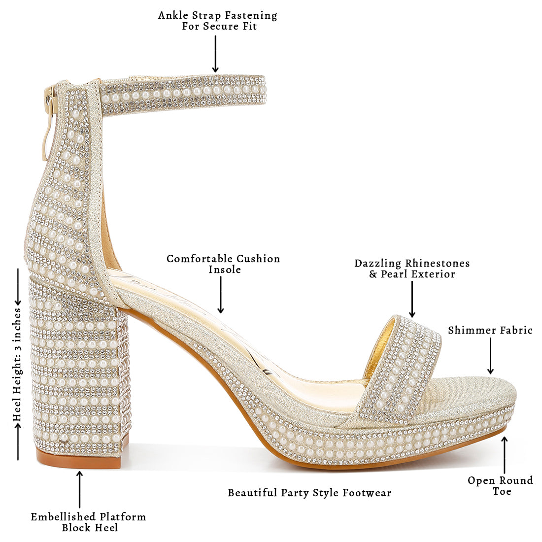 rhinestones and pearl embellished sandals#color_gold