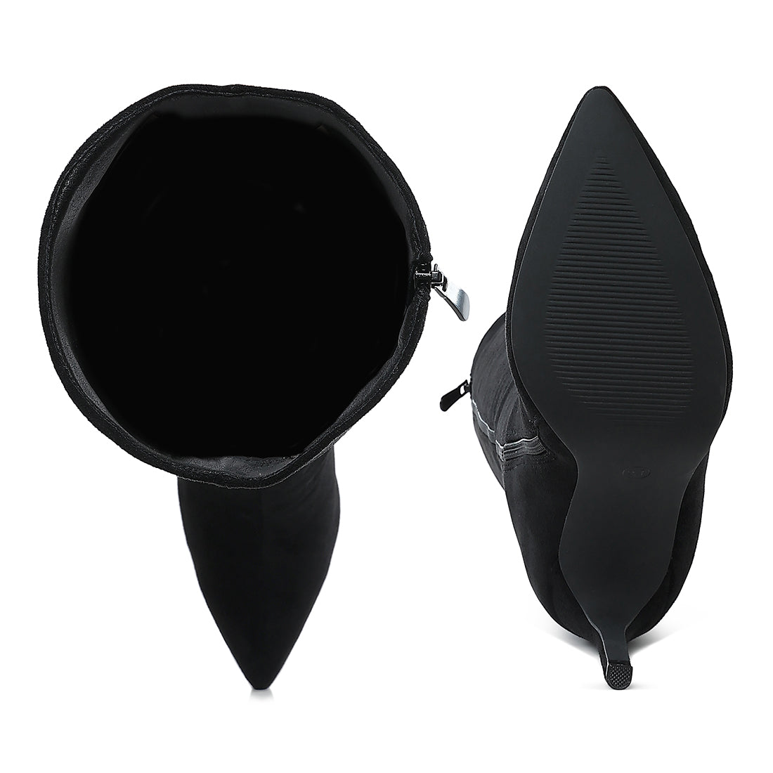 rhinestone patterned calf boots#color_black