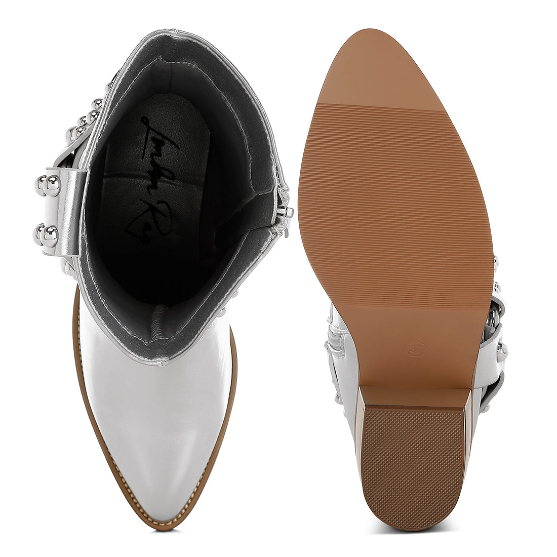 studded harness detail boots#color_silver