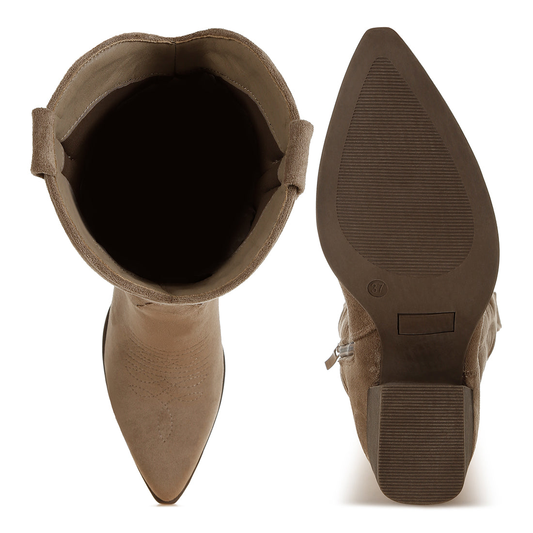 microfiber long cowboy boots#color_taupe