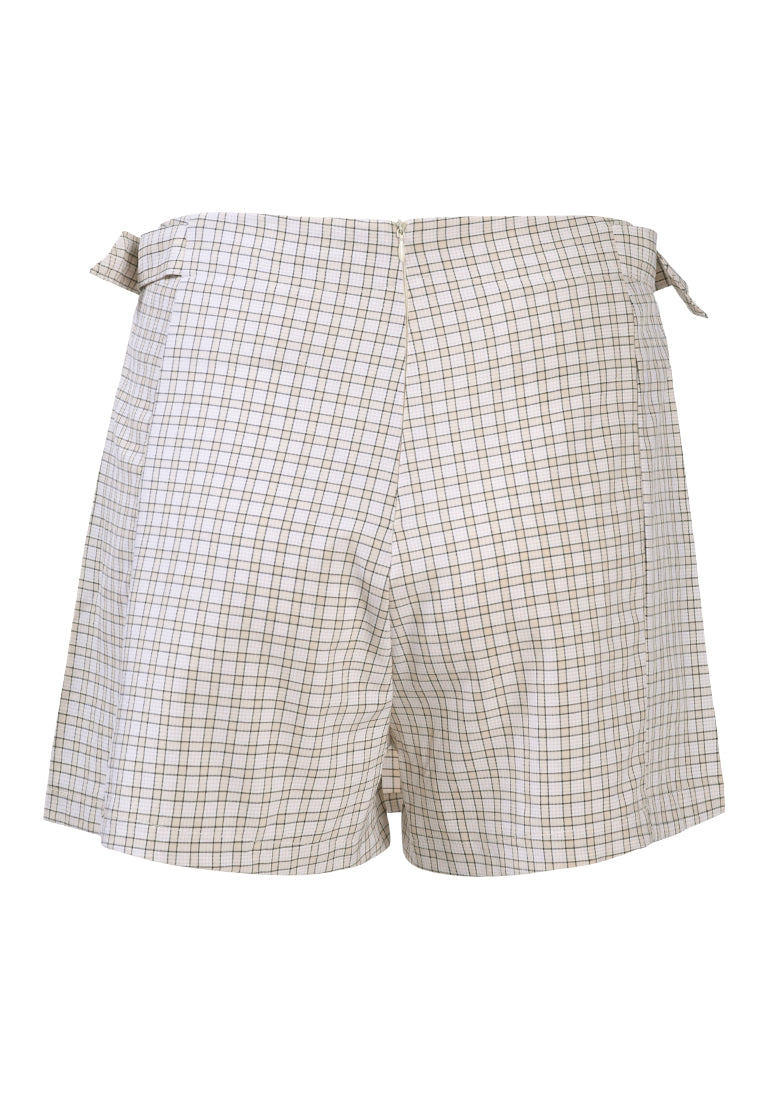 Chequered Skort With Buckles
