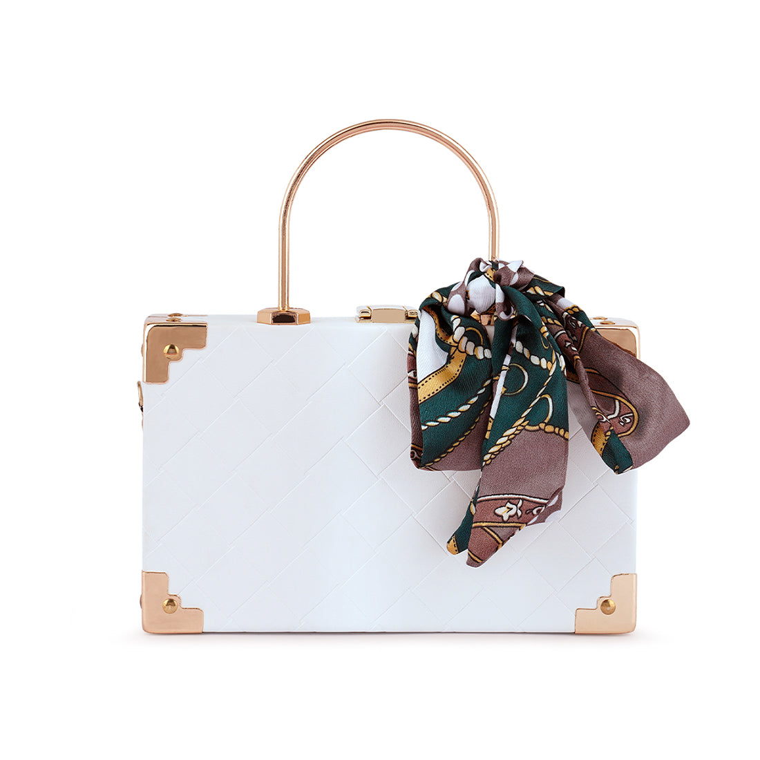 White Basket Wave Vintage Vanity Purse Bag