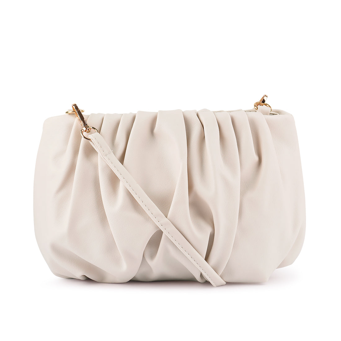 Beige Mini Ruched Sling Bag