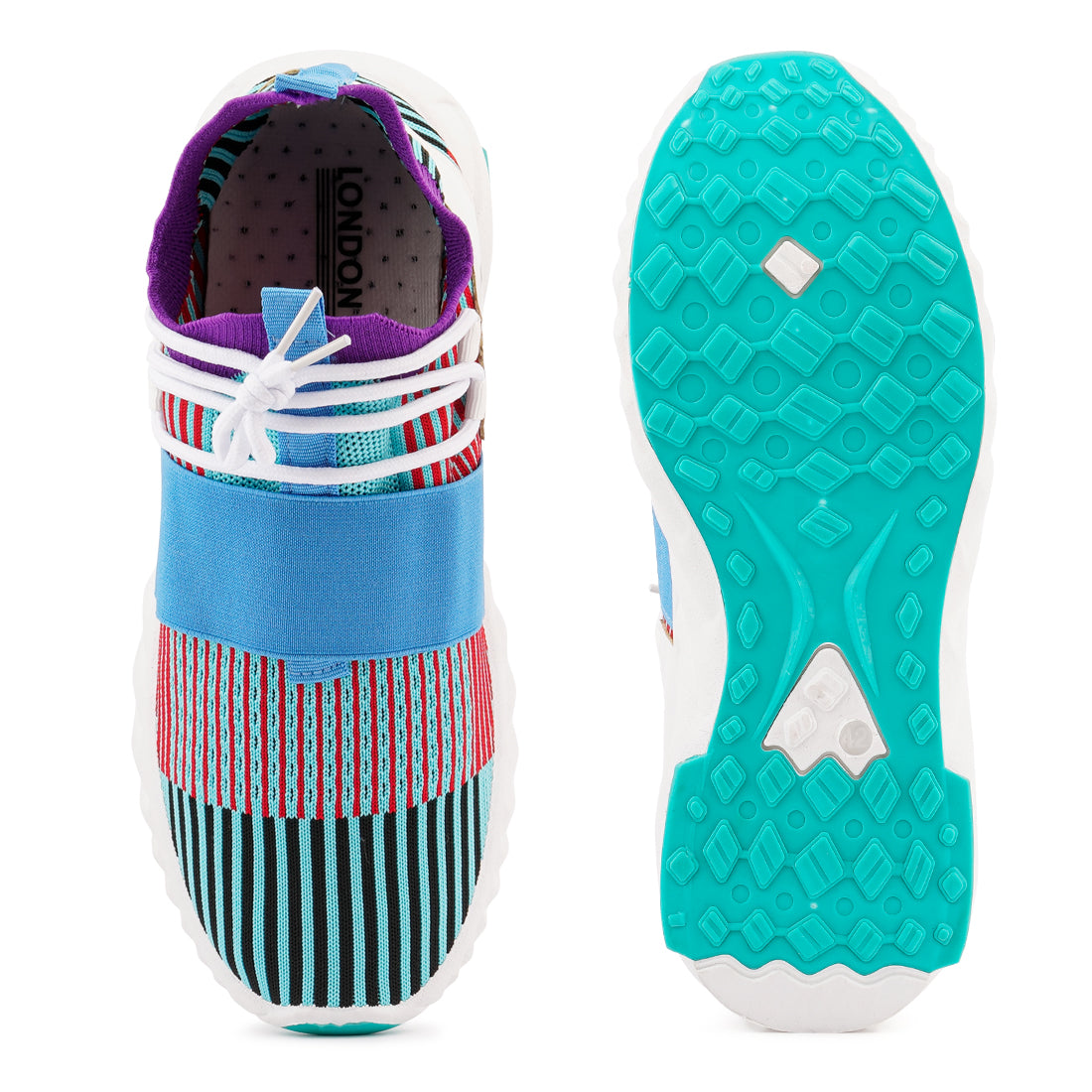 Multicolor Knitted Striped Walking Shoes