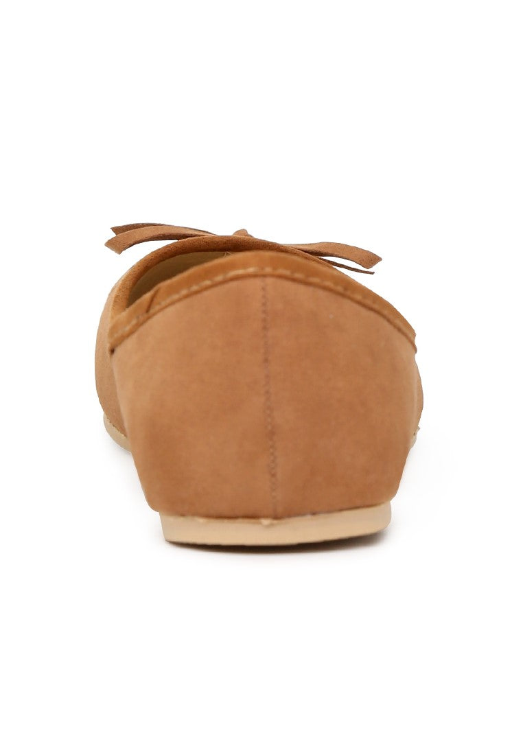 Tan Velvet Ballerinas - Tan
