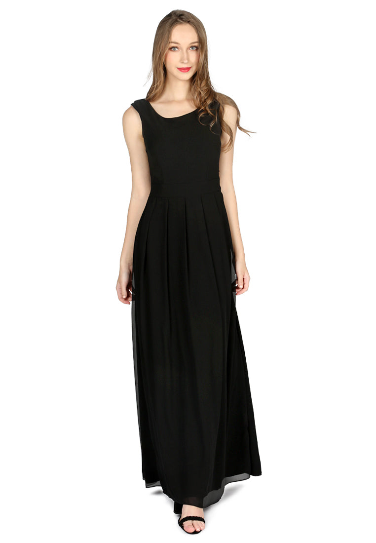Black Chiffon Maxi Dress - Black