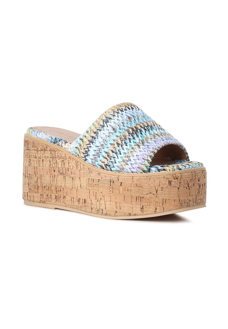 Multicolor Raffia Slip-on Platform - Multicolor