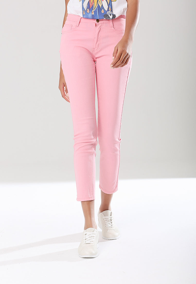 Pink Skinny Straight Fit Denims - Pink