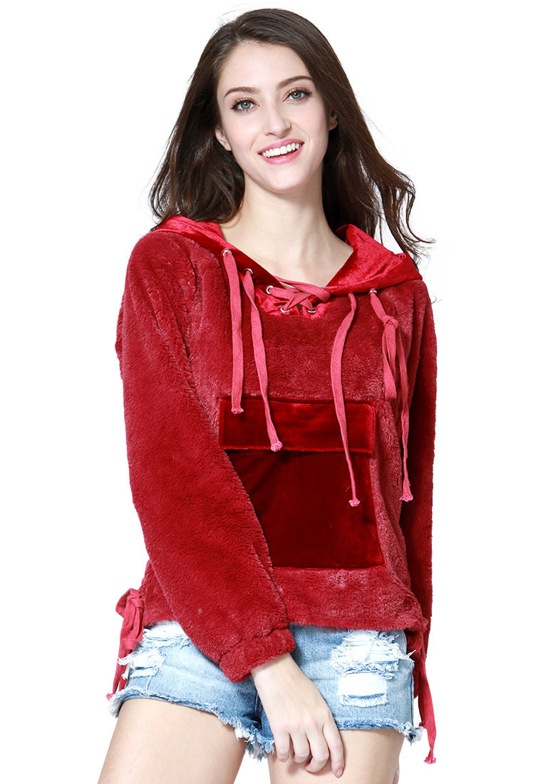 Burgundy Furr Hoodie