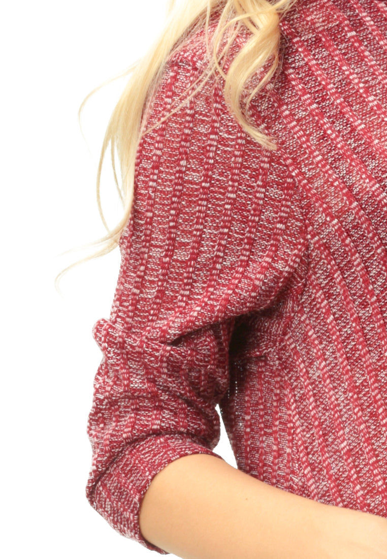 Long Sleeve Irregular Hem Sweater Dress - Burgundy