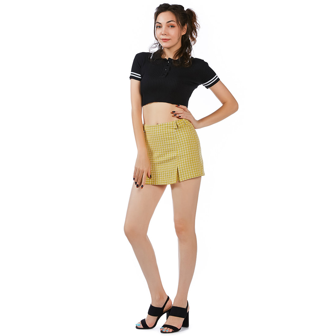 Chequered Skort With Buckles