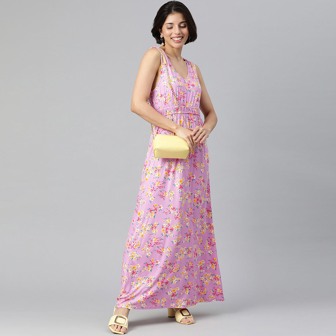 Floral Summer Maxi Dress in Magenta
