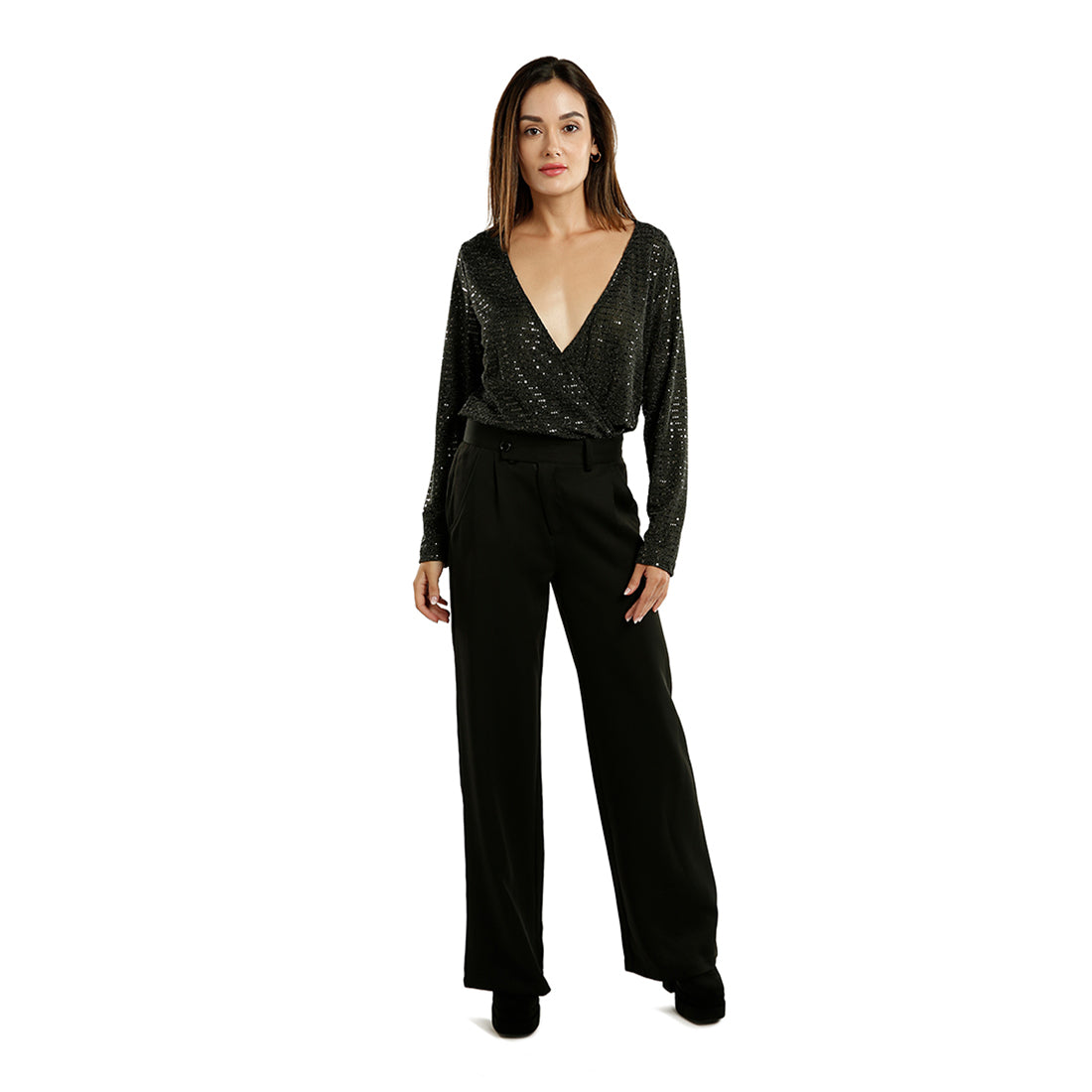 Wrap Around Bodysuit In Black